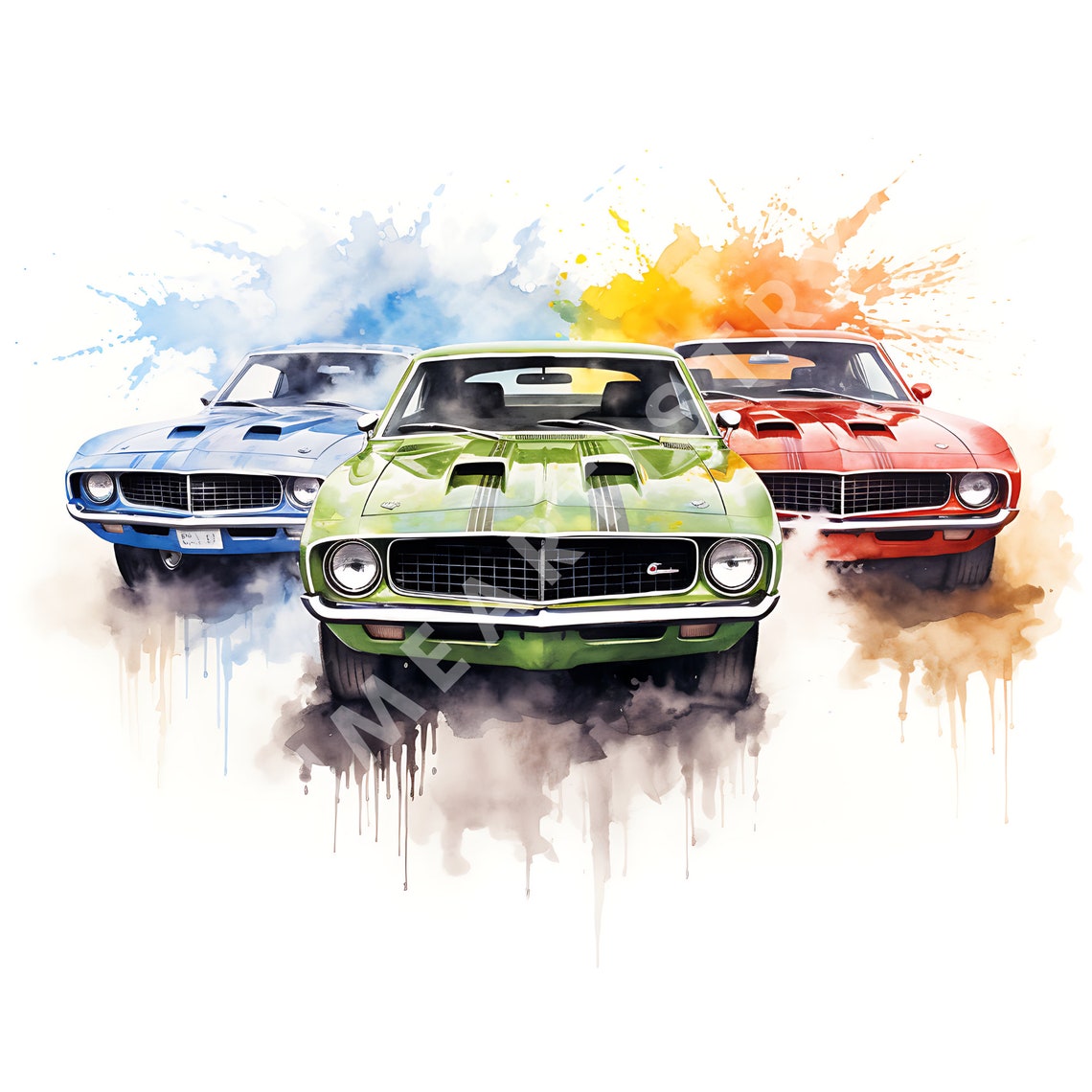 Classic Watercolor Chevy Camaro Muscle Car 20 Oz Tumbler Etsy