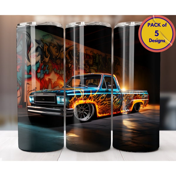 Classique Lowrider Square Truck 20 oz Tumbler Sublimation Design Truck Tumbler Wrap Hommes Tumbler Wrap Retro Truck Wrap Téléchargement numérique PNG