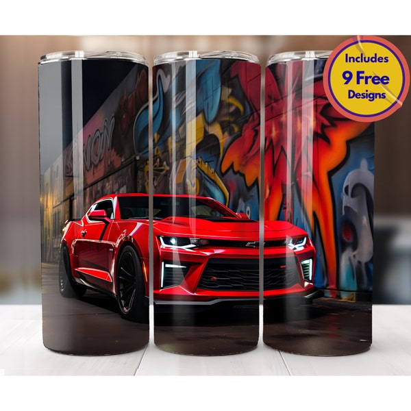 Chevy Camaro Muscle Car 20oz Tumbler Sublimation Design Sports Car Tumbler Wrap Men Tumbler Wrap Digital Download PNG Classic Car Wrap