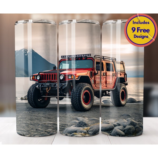 Hummer H2 20 oz Skinny Tumbler Sublimation Design Classic Truck Wrap Square Truck Tumbler 4x4 Rugged Tumbler PNG Digital ONLY