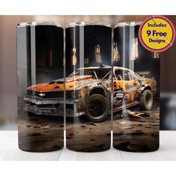 Grungy Dodge Muscle Car 20 oz Tumbler Sublimation Design Car Tumbler Wrap Men Tumbler Wrap Digital Download PNG Retro Cars Wrap