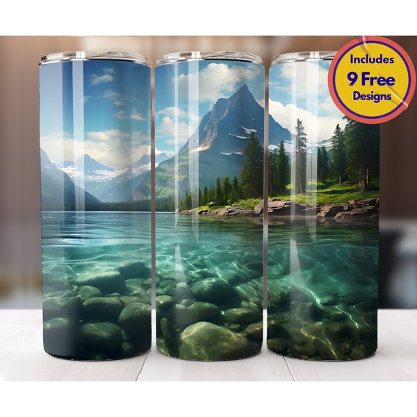 Nature paysage de montagne gobelet 20 oz sublimation Design PNG pins gobelet parc national gobelet nature randonnée amateur cadeau numérique uniquement