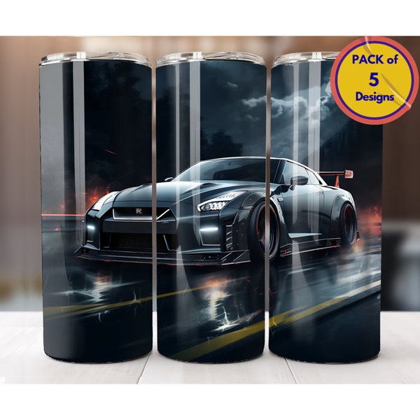 Nissan GTR Sports Car 20oz Tumbler Sublimation Design PNG Car Tumbler Wrap Men Tumbler Wrap Digital Download PNG Muscle Car Racing Car Wrap