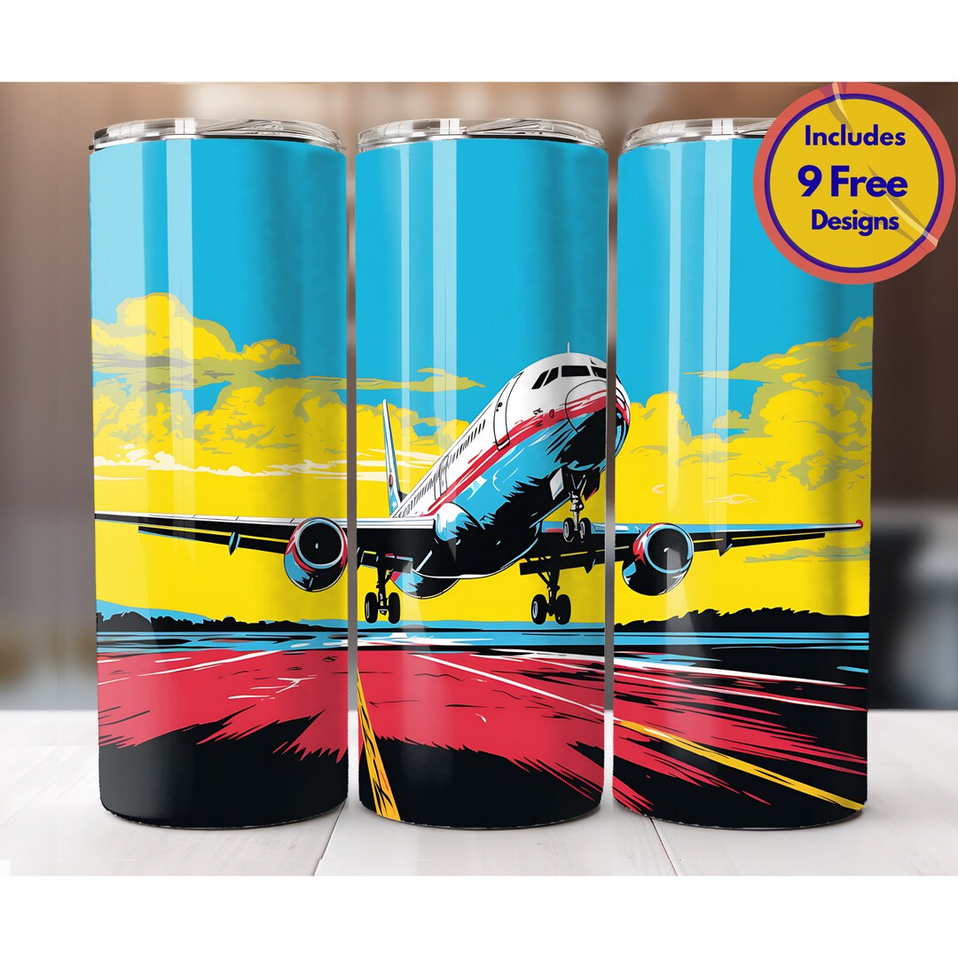 Retro Airplane Taking off 20 Oz Skinny Tumbler Sublimation Etsy