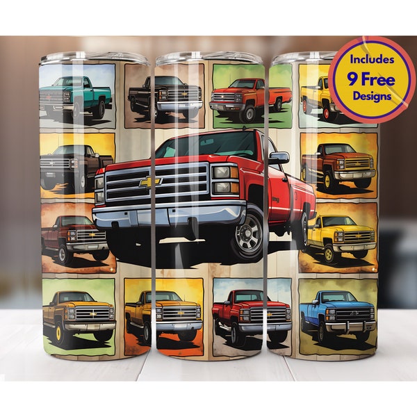 Classic American Trucks 20 oz Tumbler Sublimation Design PNG Vintage Truck Tumbler Wrap Truck Lover Gift Old School Truck Wrap Digital ONLY