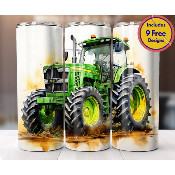 JD Farm Tractor 20 oz Skinny Tumbler Sublimation Seamless Design PNG Wrap Farm Life Tumbler Farmer Tumbler Tractor Tumbler Wrap Digital ONLY