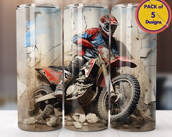 3D Dirt Bike Hole in Wall Tumbler Wrap 20 oz Tumbler Sublimation Design Motorcycle Racing Dirtbike Tumbler Wrap Digital Download PNG