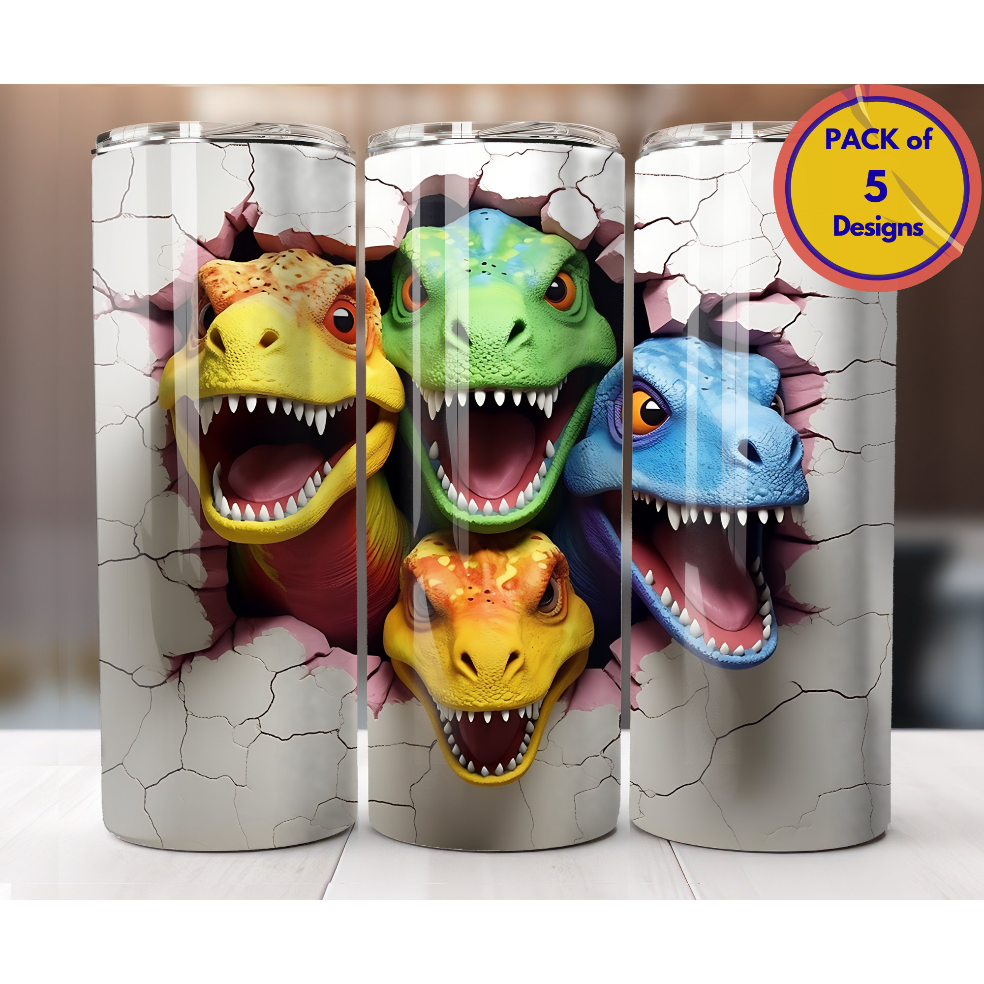 BUNDLE Dinosaur Kids Boys Sublimation Tumbler Designs 20oz Skinny Tumbler  Wraps Templates PNG 