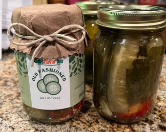 Old Fashioned Dill Pickles (Pint) | Artisan Dill Pickles | Hand Packed, Home Grown or Locally Sourced, Small Batch | Crunchy Foodie Gift