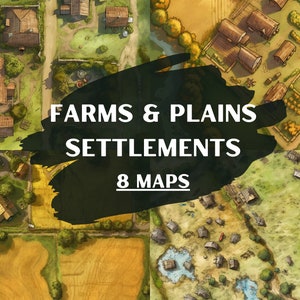 DnD Farms and Plains Settlements Bundle 8 D&D Battlemaps, Dungeons and Dragons Battle Maps, Roll20 Battlemap, Fantasy Grounds, Foundry VTT