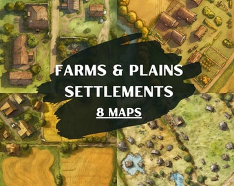 DnD Farms and Plains Settlements Bundle 8 D&D Battlemaps, Dungeons and Dragons Battle Maps, Roll20 Battlemap, Fantasy Grounds, Gießerei VTT