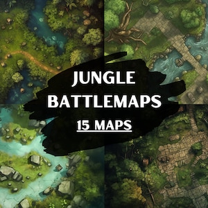 DnD Jungle Battle Maps V1-bundel, 15 D&D Battlemaps, Dungeons and Dragons Battle Maps, Roll20 Battlemap, Fantasy Grounds, Foundry VTT