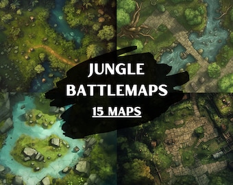 DnD Jungle Battle Maps V1 Bundle, 15 D&D Battlemaps, Dungeons and Dragons Battle Maps, Roll20 Battlemap, Fantasy Grounds, Foundry VTT