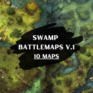 Pacote DnD Swamp Battle Maps V1, 10 mapas de batalha D&D, mapas de batalha Dungeons and Dragons, mapa de batalha Roll20, Fantasy Grounds, Foundry VTT