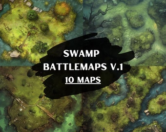 DnD Swamp Battle Maps V1 Bundle, 10 Battlemaps D&D, Donjons et Dragons Battlemaps, Roll20 Battlemap, Fantasy Grounds, Foundry VTT