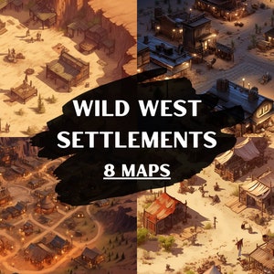 DnD Wild West Settlements Bundle, 8 D&D Battlemaps, Dungeons and Dragons Battle Maps, Roll20 Battlemap, Fantasy Grounds, Gießerei VTT