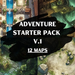DnD Adventure Starter Pack V.1-bundel, 12 D&D Battlemaps, Dungeons and Dragons Battle Maps, Roll20 Battlemap, Fantasy Grounds, Foundry VTT
