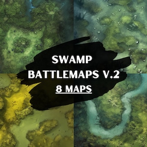 DnD Swamp Battle Maps V2-bundel, 8 D&D Battlemaps, Dungeons and Dragons Battle Maps, Roll20 Battlemap, Fantasy Grounds, Foundry VTT