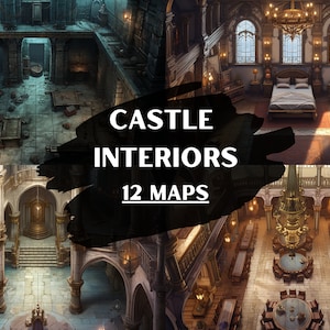 DnD Castle Interiors Bundle, 12 D & D Battlemaps, Dungeons and Dragons Battle Maps, Roll20 Battlemap, Fantasy Grounds, Gießerei VTT