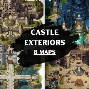 DnD Castle-buitenkanten, 8 D&D-gevechtskaarten, Dungeons and Dragons-gevechtskaarten, Roll20-gevechtskaart, Fantasy Grounds, Foundry VTT
