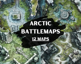DnD Arctic Battlemaps Bundle, 12 D&D Battlemaps, Dungeons and Dragons Battle Maps, Roll20 Battlemap, Fantasy Grounds, Foundry VTT