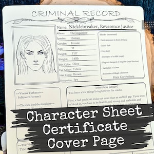 DnD Character Sheet Cover Page: Fillable RPG Prop (PDF)