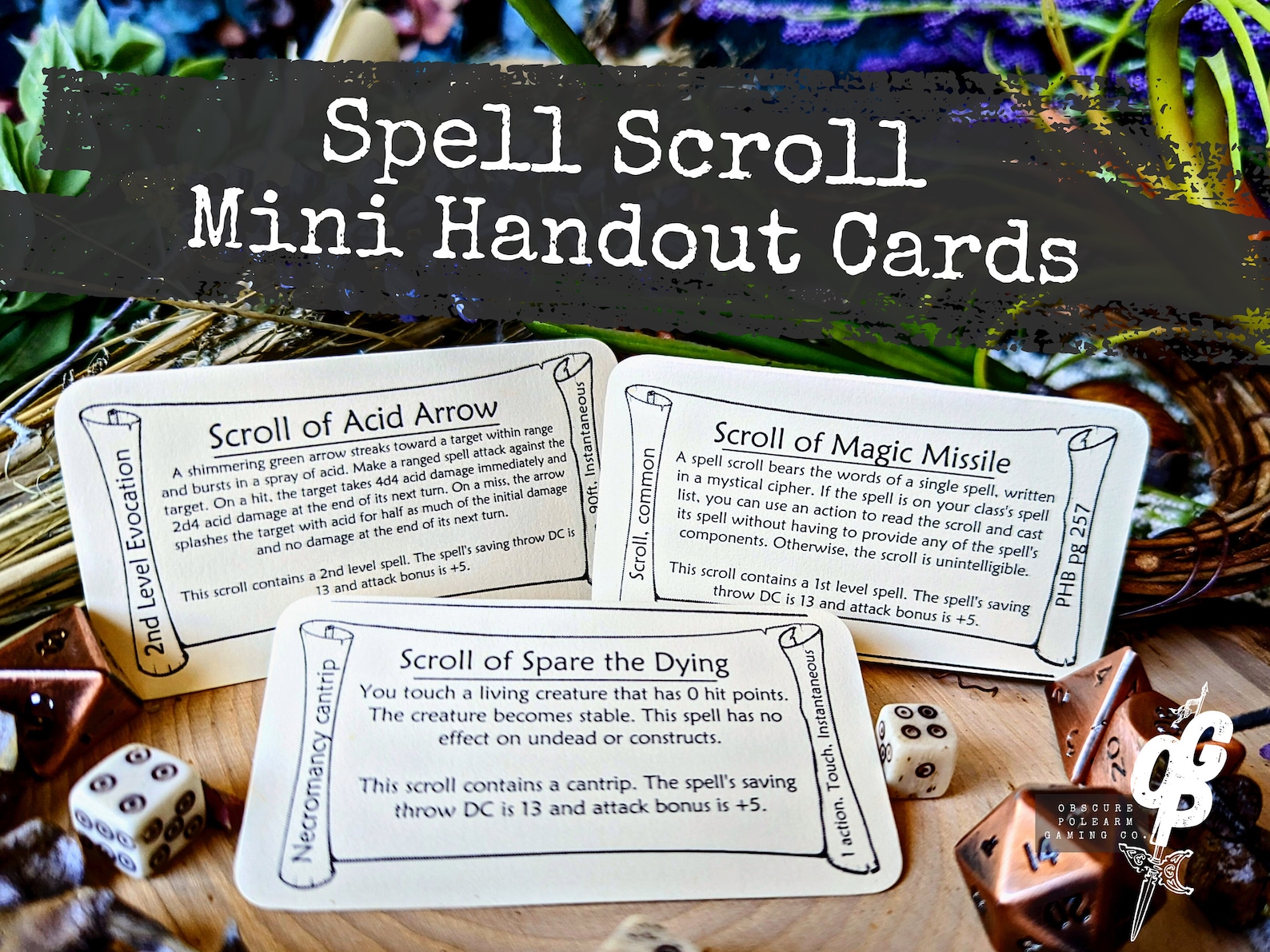 Spell Scroll Mini Handout Cards Template | Dnd Prop | Printable Form ...