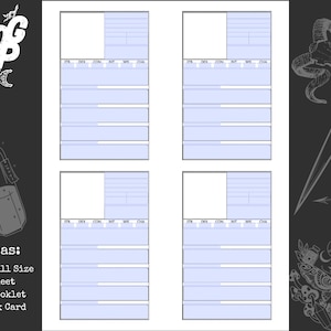 Index Card Character Sheet | Player or NPC | Printable Form Fillable ...