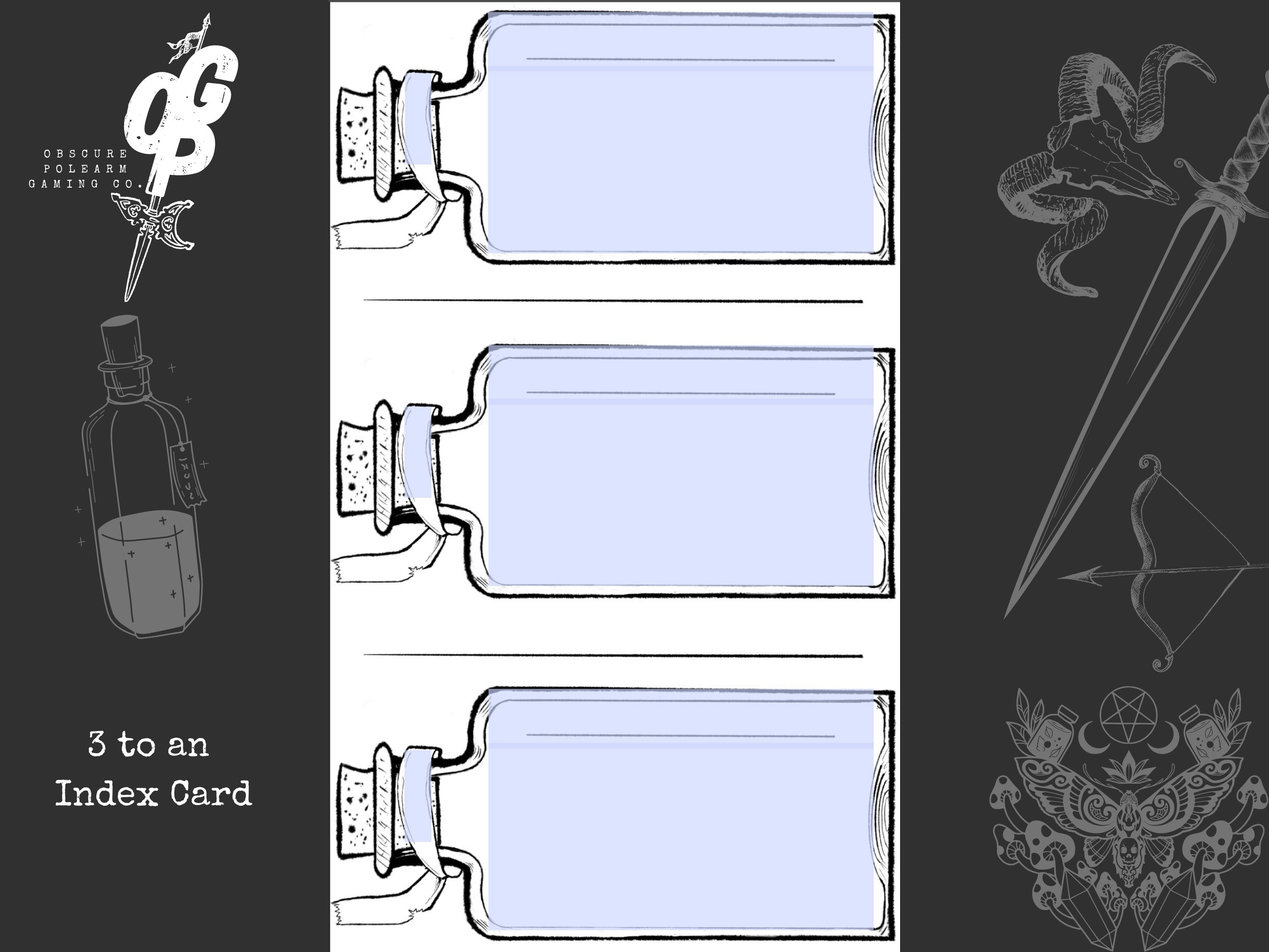 Potion Bottle Mini Handout Card Template Dnd Prop Printable Form ...