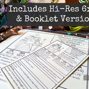 Index Card Character Sheet | Player or NPC | Printable Form Fillable ...