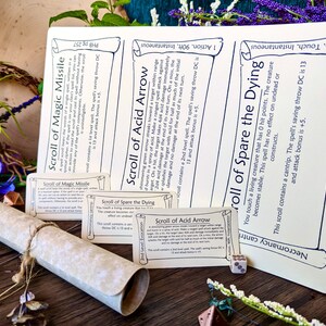 Spell Scroll Mini Handout Cards Template | Dnd Prop | Printable Form Fillable PDF for Dungeons ...