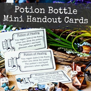 Plantilla de tarjeta de mini folleto de botella de poción / DnD Prop / Formulario imprimible PDF rellenable para mazmorras y dragones 5e y otros juegos de rol de fantasía