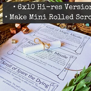 Spell Scroll Mini Handout Cards Template | Dnd Prop | Printable Form Fillable PDF for Dungeons ...