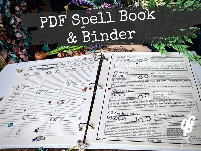 PDF Spell Book & Binder Dnd Prop Printable Form Fillable PDF for