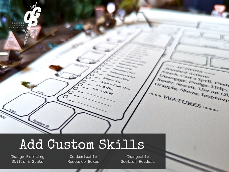 Customizable Character Sheet & Modular Notes | Printable Form Fillable ...