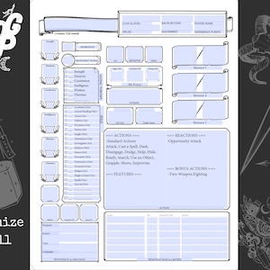 Customizable RPG Character Sheet: Form Fillable 5e, OSR (PDF) - Etsy