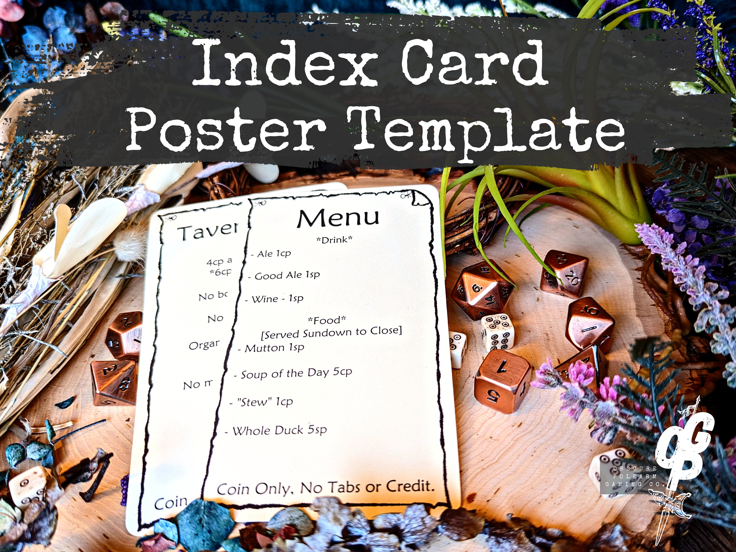 Dnd Tavern Menu Template: Printable Index Card Poster (fillable PDF) - Etsy