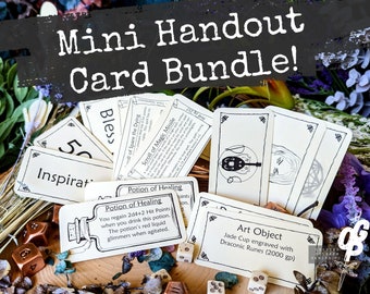 Mini Handout Card Bundle | DnD Prop | Printable Form Fillable PDF for Dungeons and Dragons 5e and other Fantasy RPGs