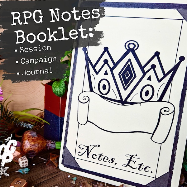 RPG Notes Booklet - Journal & Notebook Template | Printable Form Fillable PDF for Dungeons and Dragons 5e, Pathfinder 2e, and other RPGs