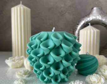 Custom Scents & Colors - Huge Geometry Flower Ball Candle - Shaped Candle - Sculptural Candle - Soy Wax Candle - Home Decor - Gift