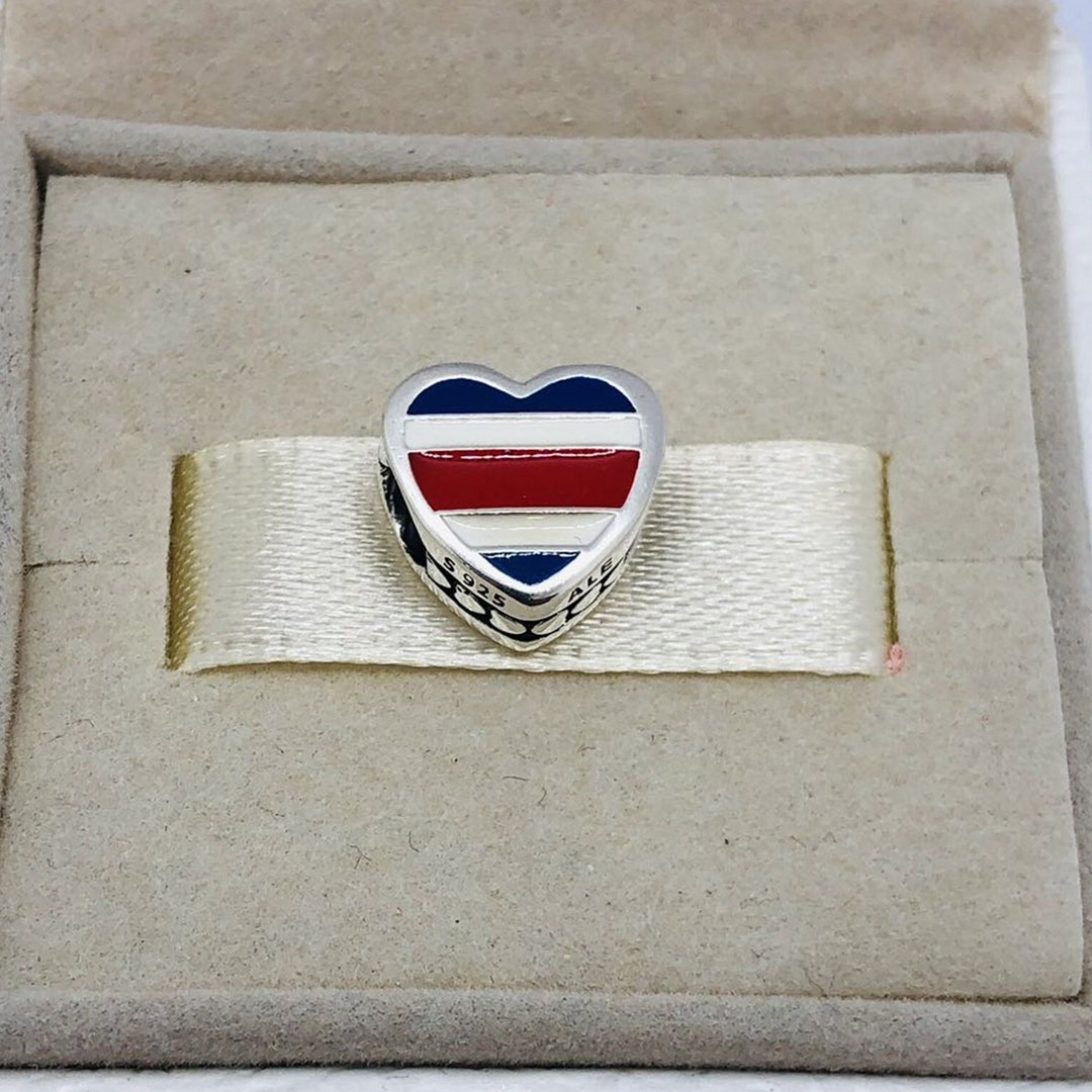 Pandora Costa Rica Flag Charm Exclusive Heart Bead Etsy