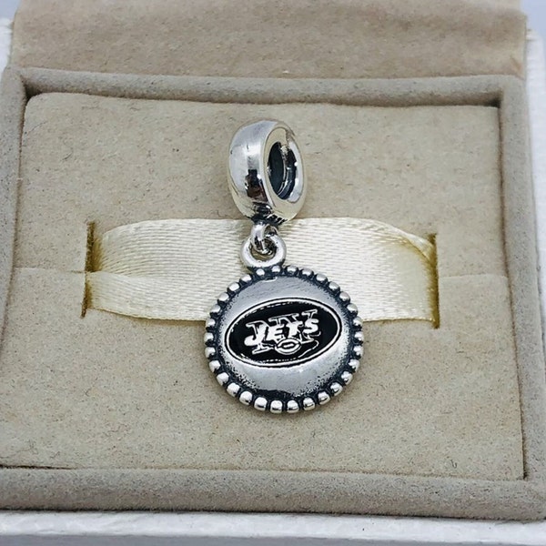 Pandora NFL Football Charm New York Jets Dangle Charm Pendant|S925 Sterling Silver Jewelry with Gift Box| for Bracelet| for Necklace