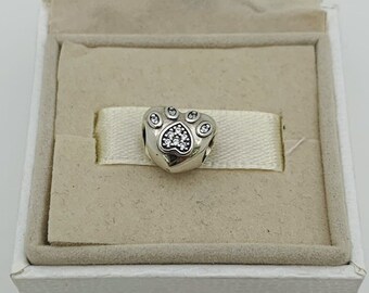 Pandora I Love My Pet Paw Print Heart Charm Pendant  |S925 Sterling Silver Jewelry with Gift Box