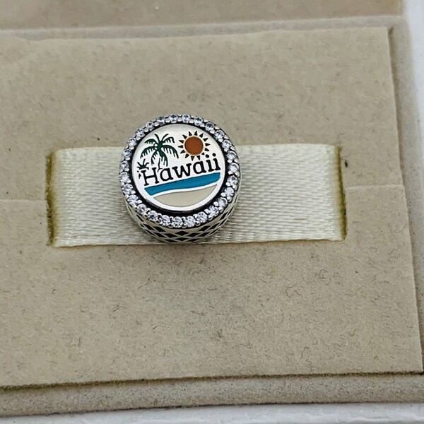 Pandora Hawaii Exclusive Charm Island Beach Charm Travel Pendant Bead Charm |S925 Sterling Silver Jewelry with Gift Box