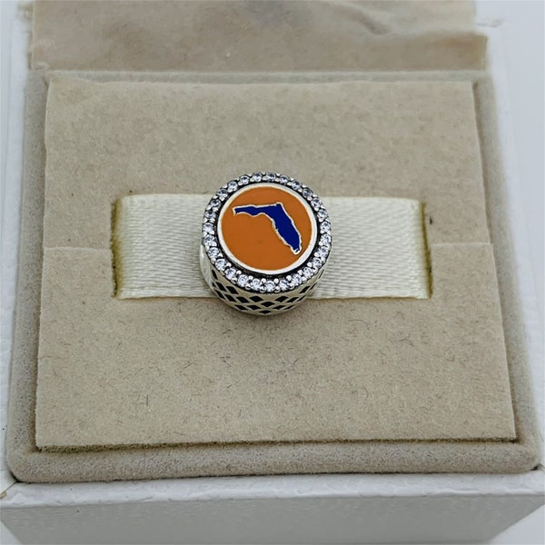 Pandora Florida Charm State Gators UF Dangle Charm Travel Pendant Bead Charm |S925 Sterling Silver Jewelry with Gift Box