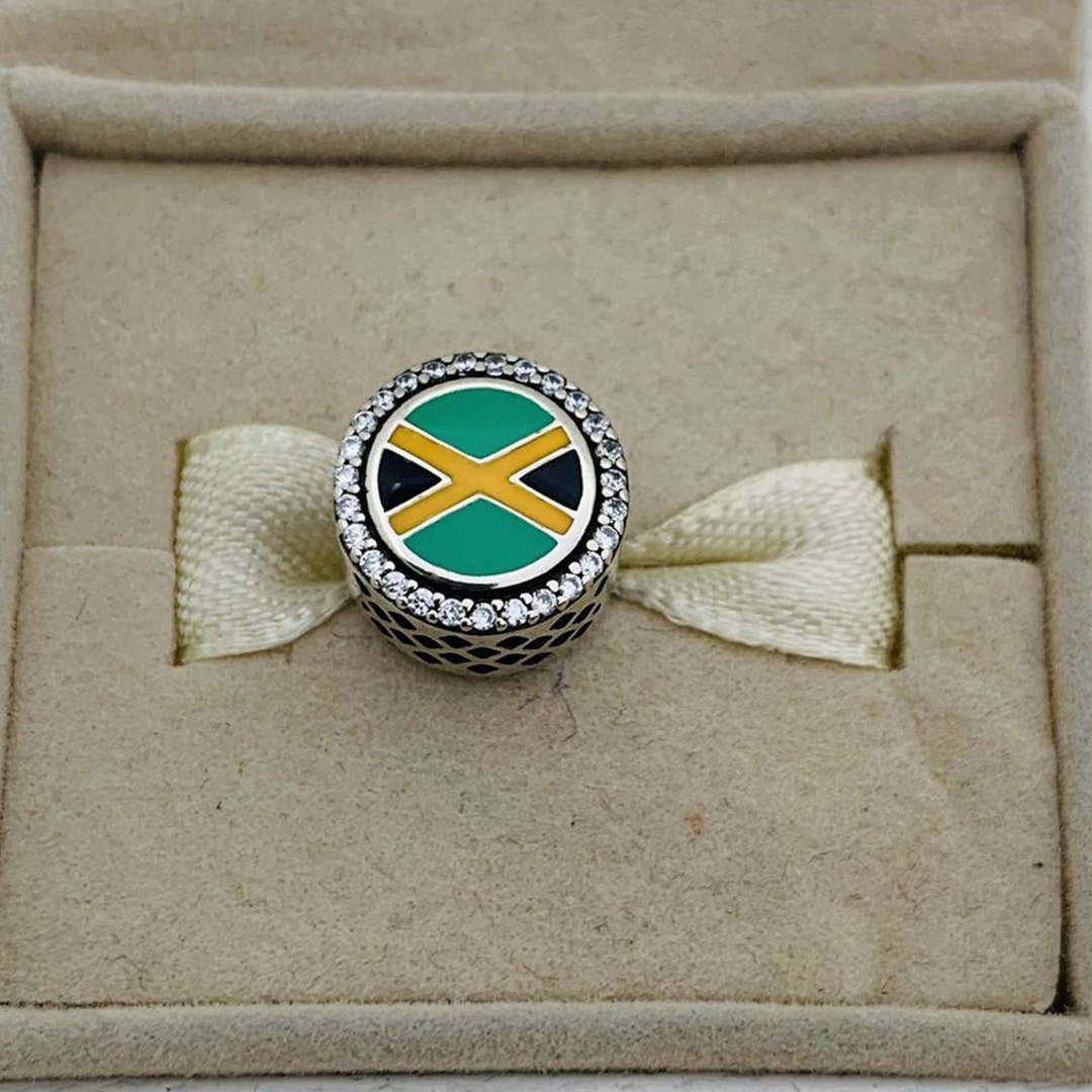 Pandora Jamaica Flag Charm Travel Bead Charm S925 Sterling Silver