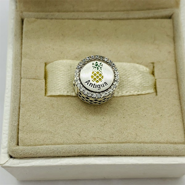 Pandora Antigua Charm Pineapple Beach Travel Pendant Bead Charm |S925 Sterling Silver Jewelry with Gift Box