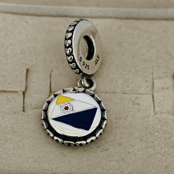 Pandora Bonaire Flag Exclusive Charm|Travel Pendant|S925 Sterling Silver jewelry|Bracelet charm, Necklace pendant