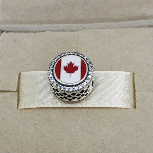 Pandora Canada Flag  Charm |Travel Bead Charm |S925 Sterling Silver Jewelry | CHARM for Bracelet | for necklace |with Gift Box