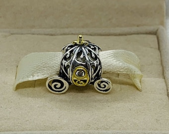 Pandora 100th Anniversary Cinderella's Enchanted Carriage Charm Gifts Pendant S925 Sterling Silver Jewelry with Gift Box